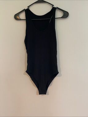 Classic black Ribbed Bodysuit - Women